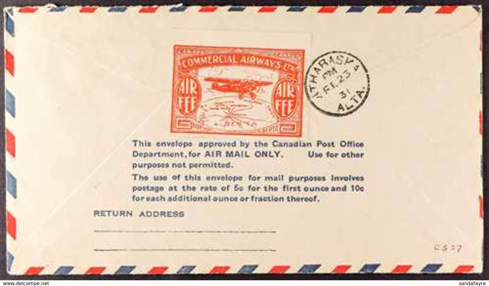 COMMERCIAL AIRWAYS LTD 1931 (23 Feb) First Flight Cover Addressed To Athabasca, Bearing 1c Pair Tied By "Fort McMurray"  - Autres & Non Classés