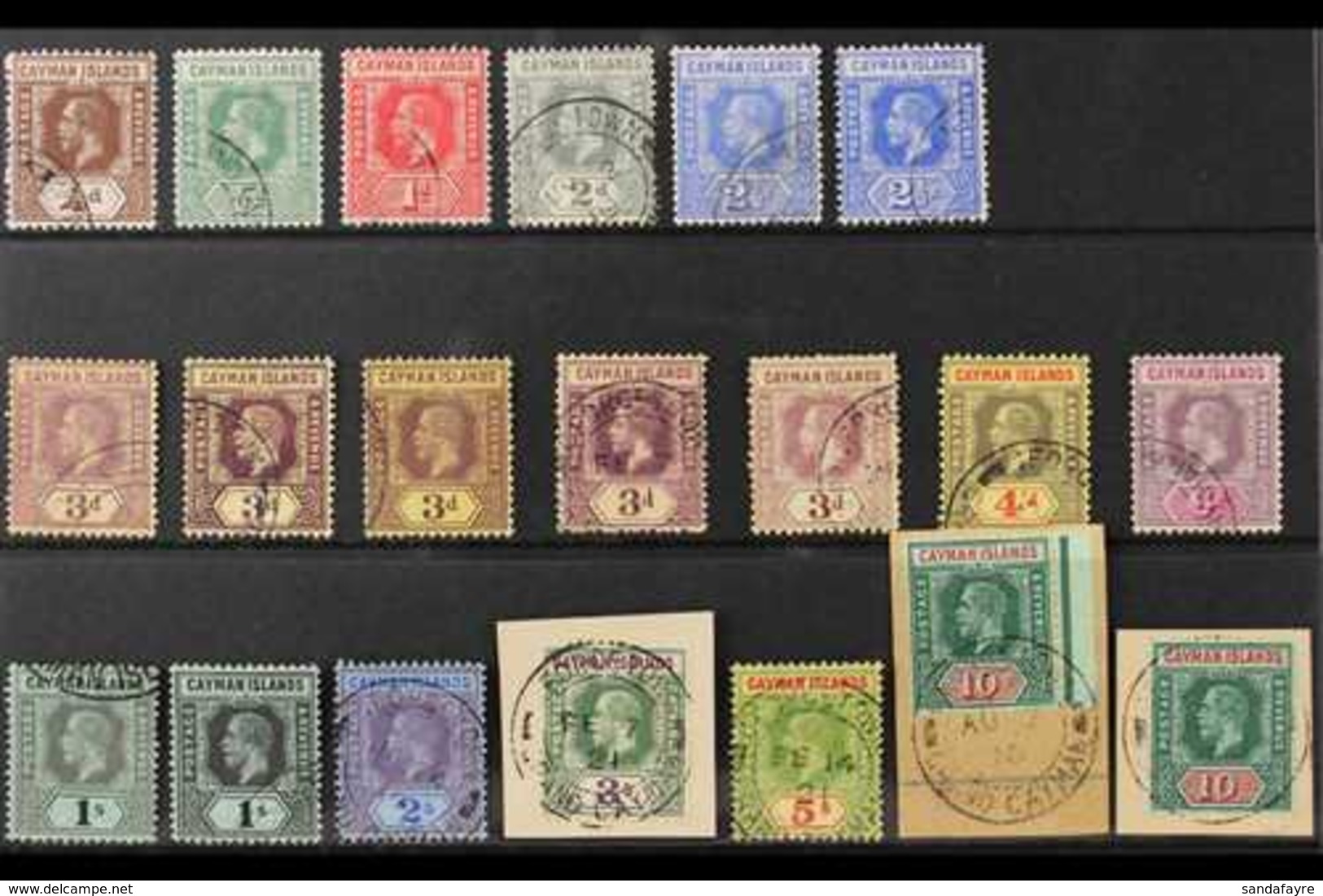 1912-20 KGV MCA Wmk Used Collection On A Stock Card That Includes A Complete Set (SG 40/52b) Plus Listed Additional Shad - Iles Caïmans