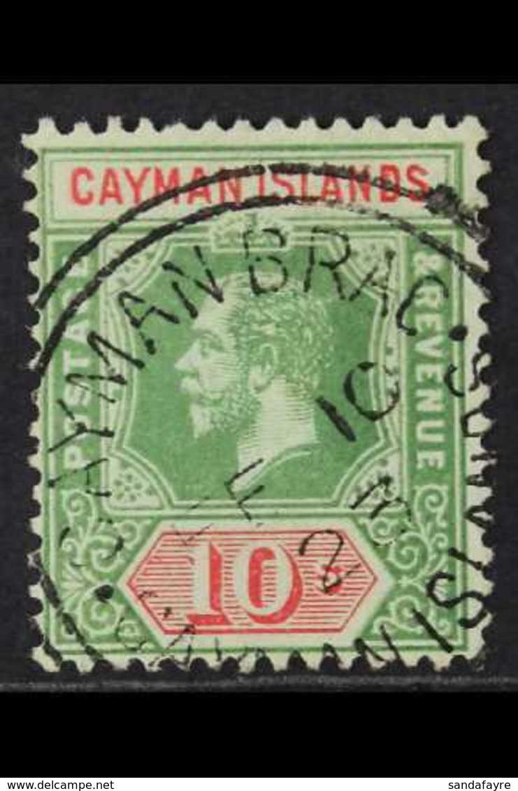 1918 KGV 10s Green & Red/green On Blue Green, Olive Back, SG 52c, Very Fine Used For More Images, Please Visit Http://ww - Iles Caïmans