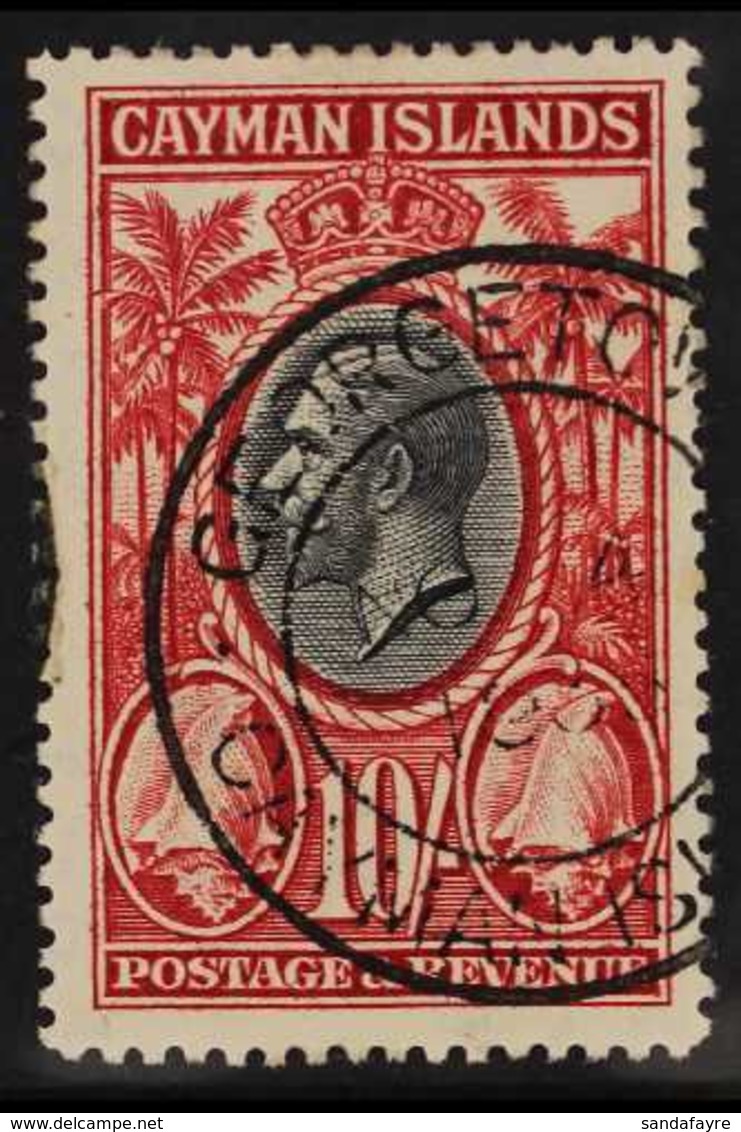1935 10s Black And Scarlet, Geo V With Palms, SG 107, Very Fine Used. For More Images, Please Visit Http://www.sandafayr - Iles Caïmans