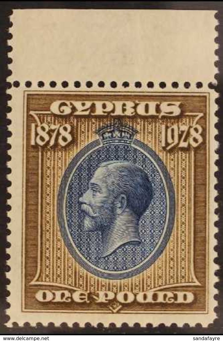 1928 £1 Blue And Bistre-brown, Anniversary Of British Rule, SG 132, Superb Never Hinged Mint Upper Marginal Example. For - Altri & Non Classificati