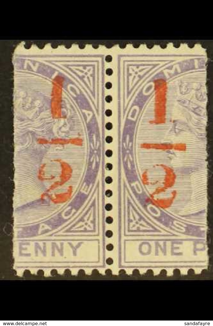 1882-3 ½(d) On In Red On Half 1d Lilac, Right & Left Stamps JOINED PAIR, SG 11, Fine Mint. For More Images, Please Visit - Dominica (...-1978)