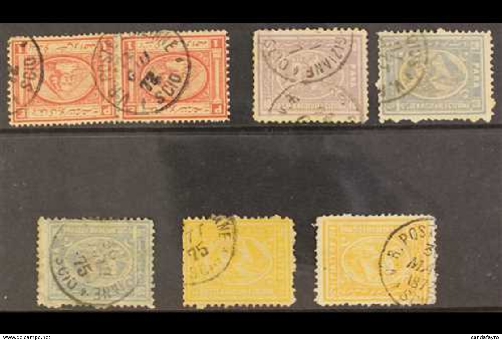 USED ABROAD : SCIO (GREEK ISLAND) Clear To Fine Strikes Of Cds On 1867-71 1pi. Pair, 1872-75 10pa, 20pa (2), 2pi. (2), S - Altri & Non Classificati