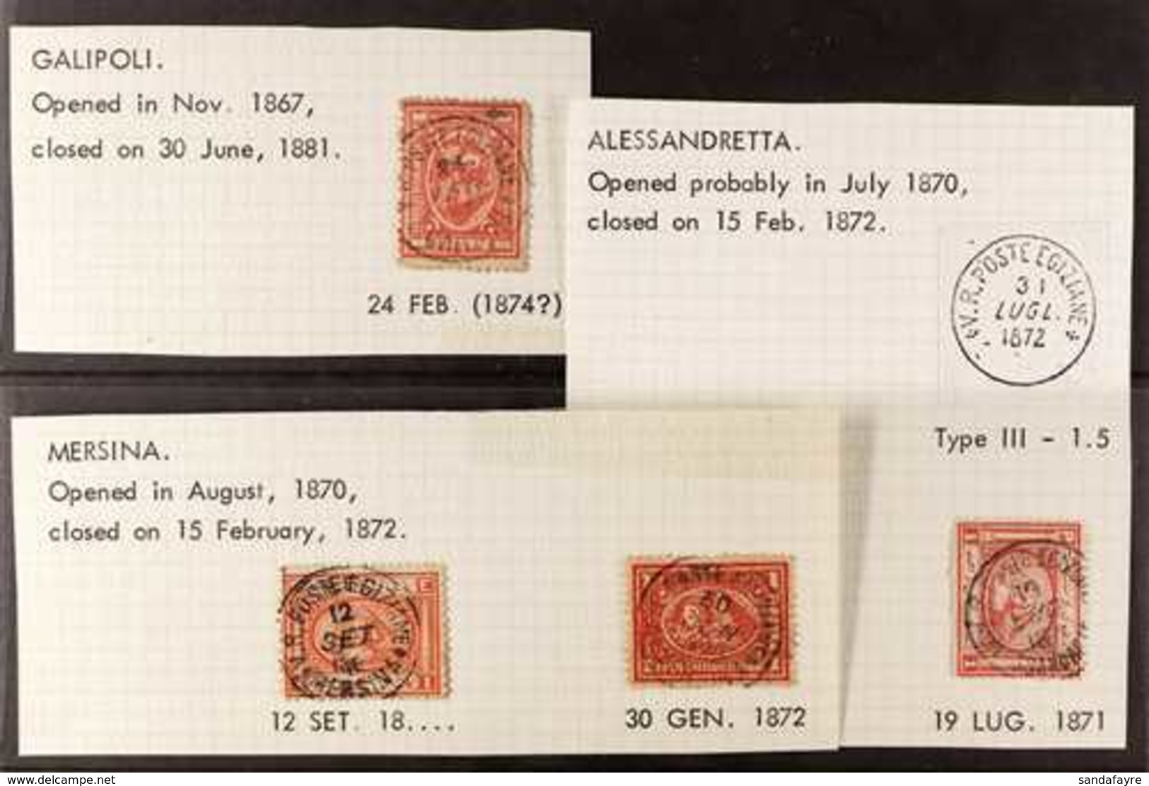 USED IN TURKEY Small Group Of 1867 To 1879 Egypt Sphinx & Pyramid Issues With Postmarks From The Egyptian Extra-territor - Altri & Non Classificati