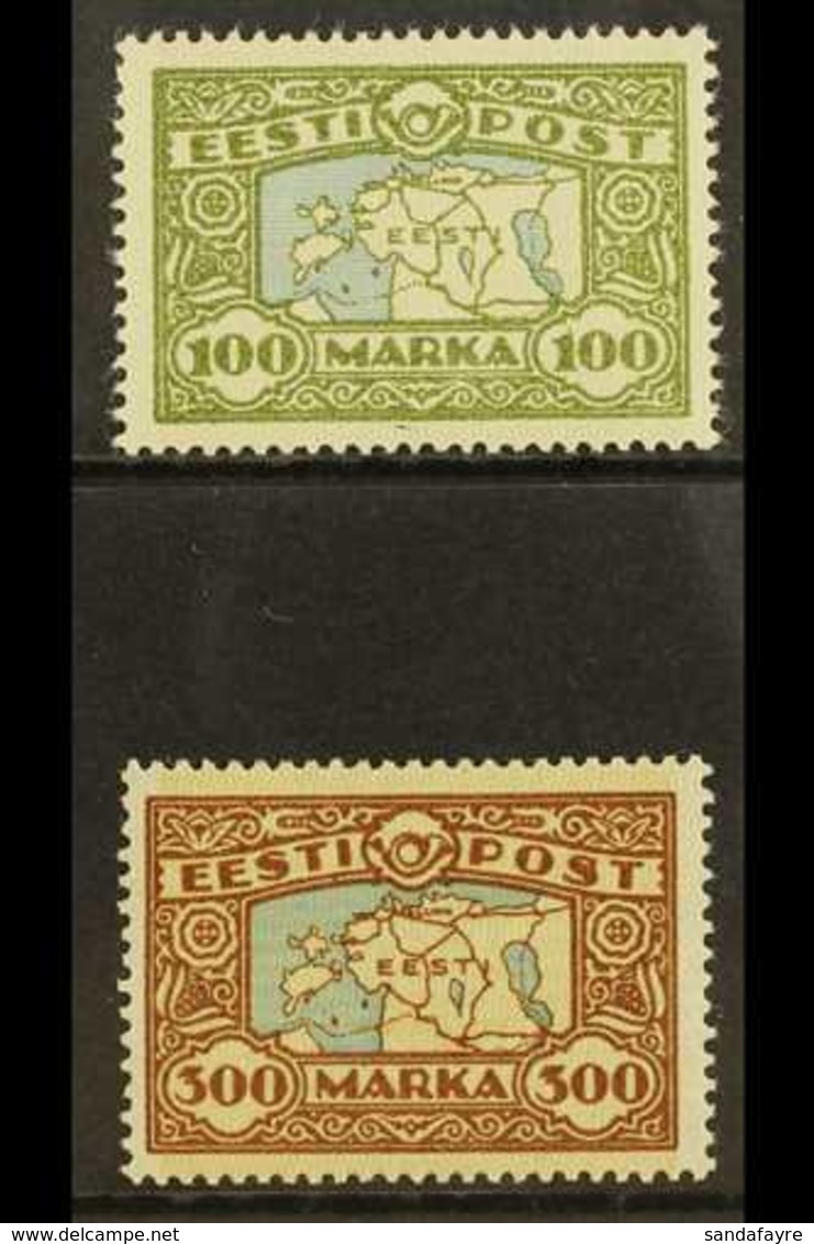 1923-24 Map Complete Set (SG 43/43a, Michel 40 & 54), Very Fine Mint, Fresh. (2 Stamps) For More Images, Please Visit Ht - Estonia
