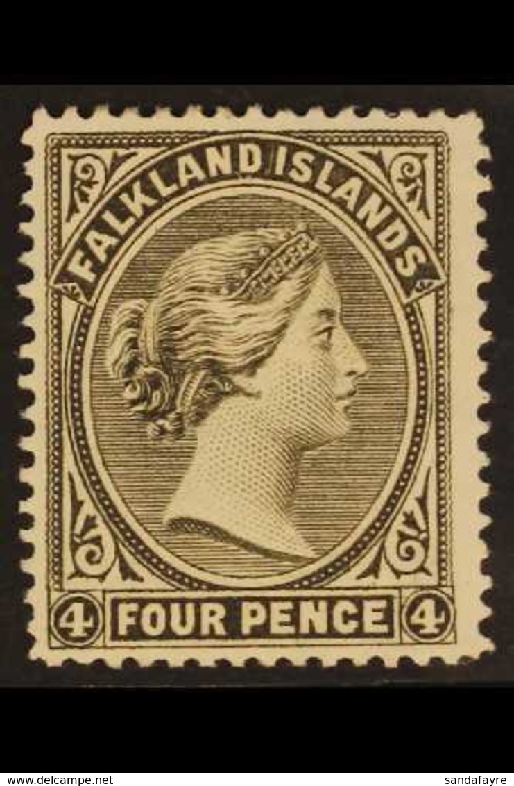 1889 4d Olive Grey Black "REVERSED CA WATERMARK", SG 12x, Mint With Large Part OG. For More Images, Please Visit Http:// - Falkland