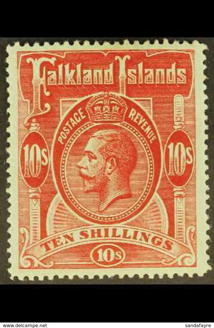 1912-20 10s Red On Green, SG 68, Very Fine Mint. For More Images, Please Visit Http://www.sandafayre.com/itemdetails.asp - Falkland