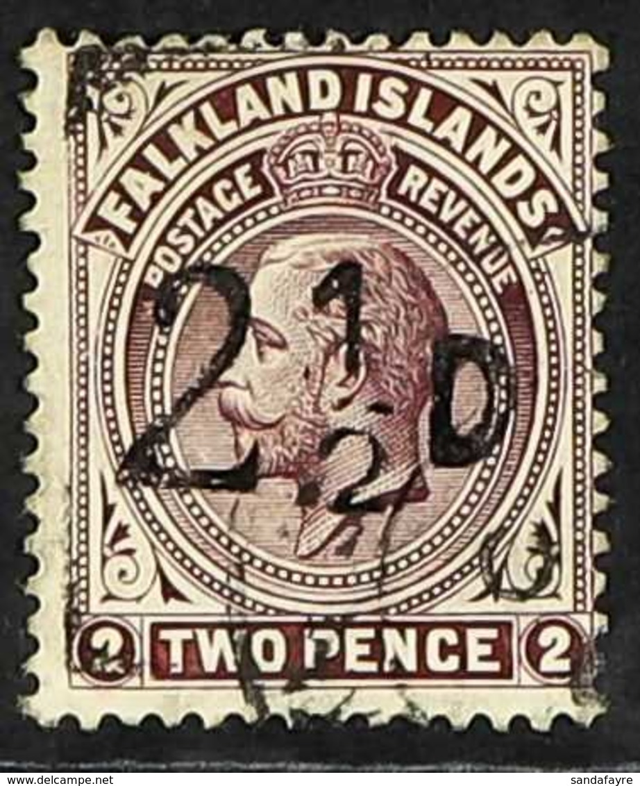 1928 2½d On 2d Purple Brown, "Provisional" Surcharge, SG 115, Superb Used With BPA Certificate. For More Images, Please  - Falkland