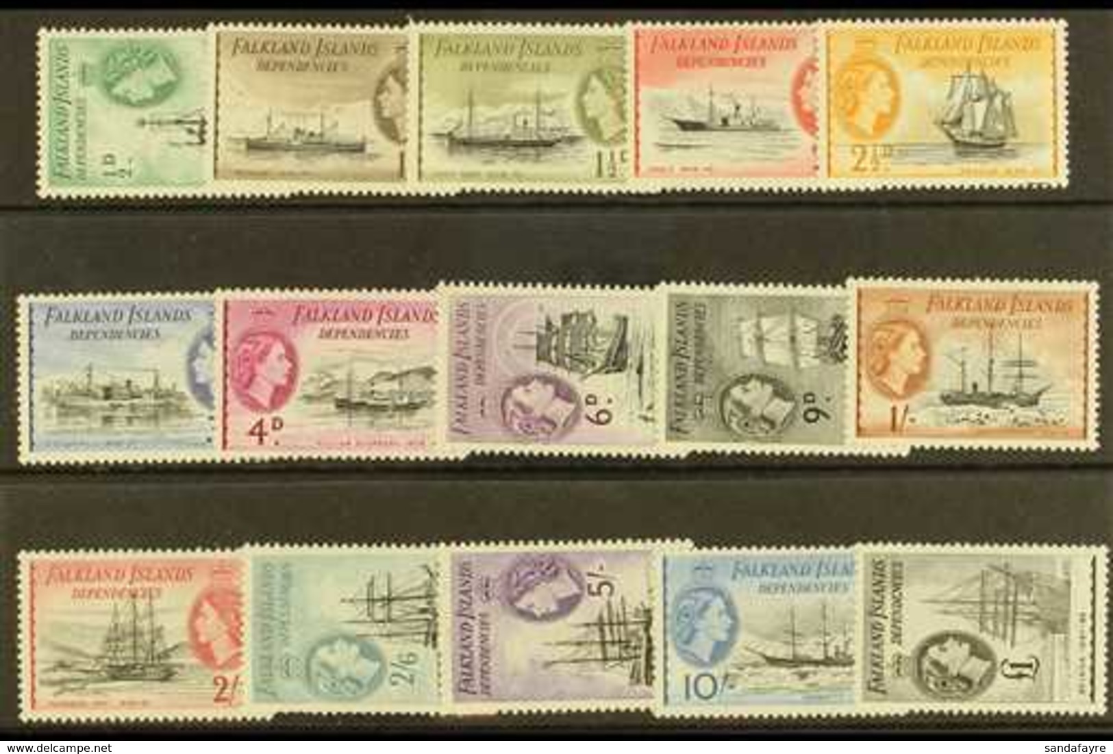 1954-62 Pictorial Complete Set, SG G26/40, Never Hinged Mint, Very Fresh. (15 Stamps) For More Images, Please Visit Http - Falkland