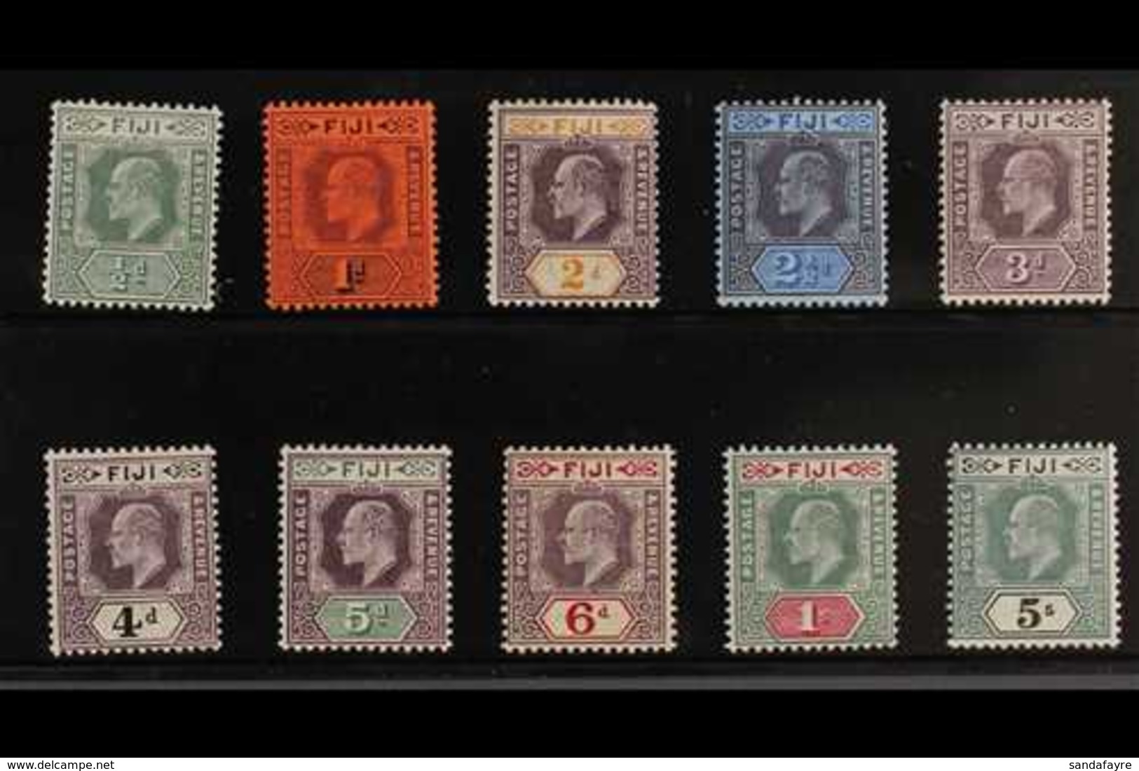 1903 KEVII Complete Set To 5s, SG 104/13, Fine Mint (1s & 5s Are Never Hinged), Very Fresh. (10 Stamps) For More Images, - Fiji (...-1970)