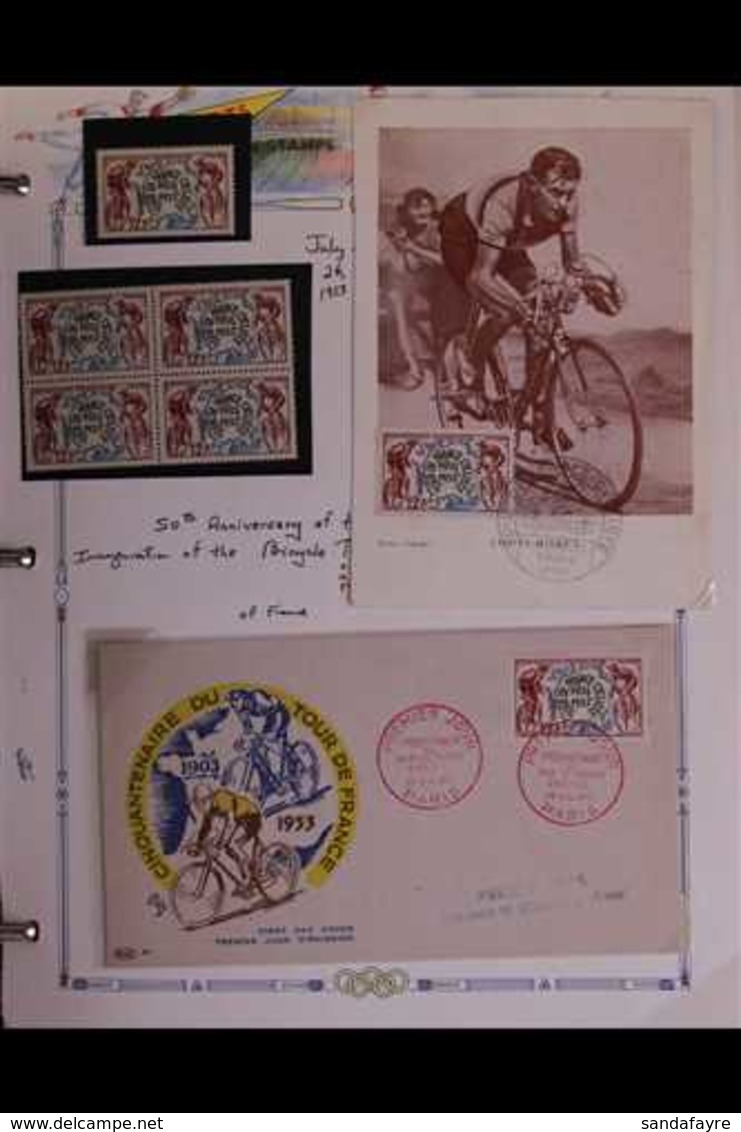 1924-2000 SPORT COVERS/CARDS & STAMP COLLECTION An Interesting Collection Featuring SPORTS Presented In A Large Ring Bin - Altri & Non Classificati