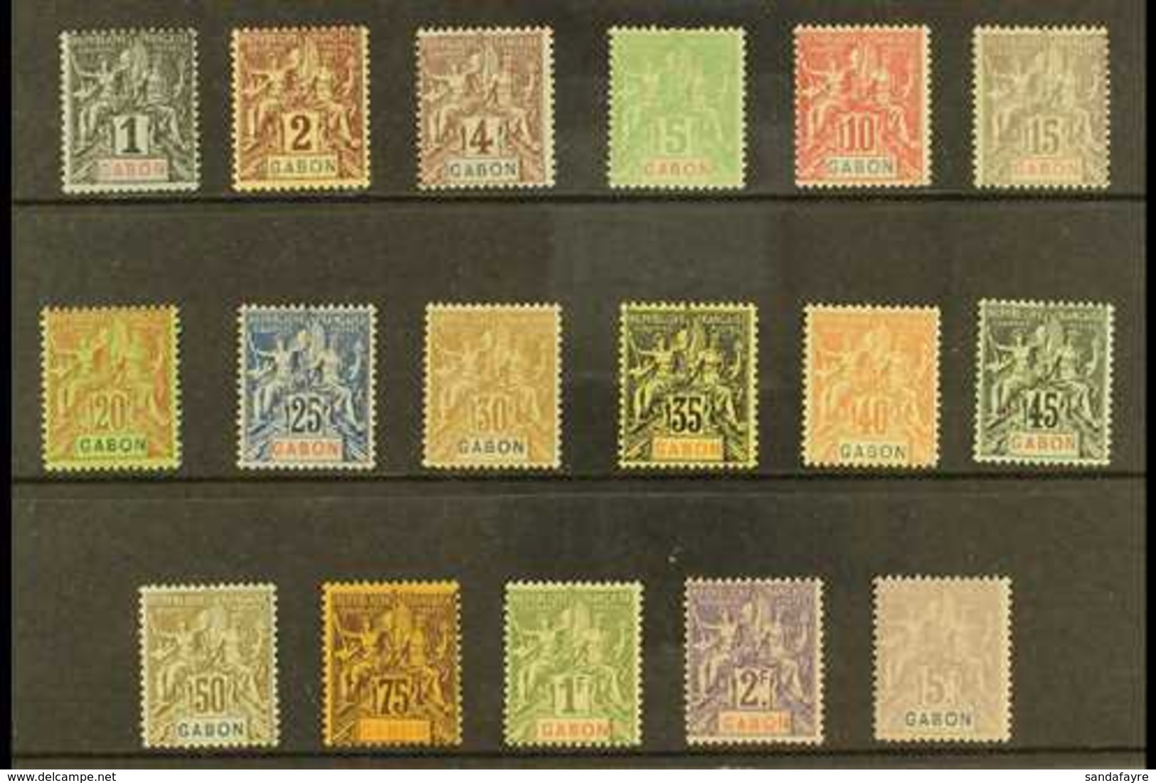 GABON 1904-07 Tablets Complete Set (Yvert 16/32, SG 16/32), Fine Mint, 5f With Small Thin, Very Fresh. (17 Stamps) For M - Autres & Non Classés