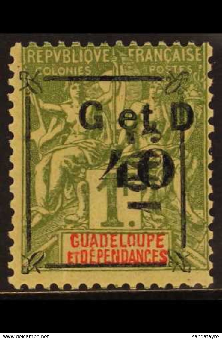 GUADELOUPE 1904 40c On 1f Olive-green Surcharge In Black With "1903" At Right Reading Upwards (Yvert 54, SG 59dA), Fine  - Altri & Non Classificati