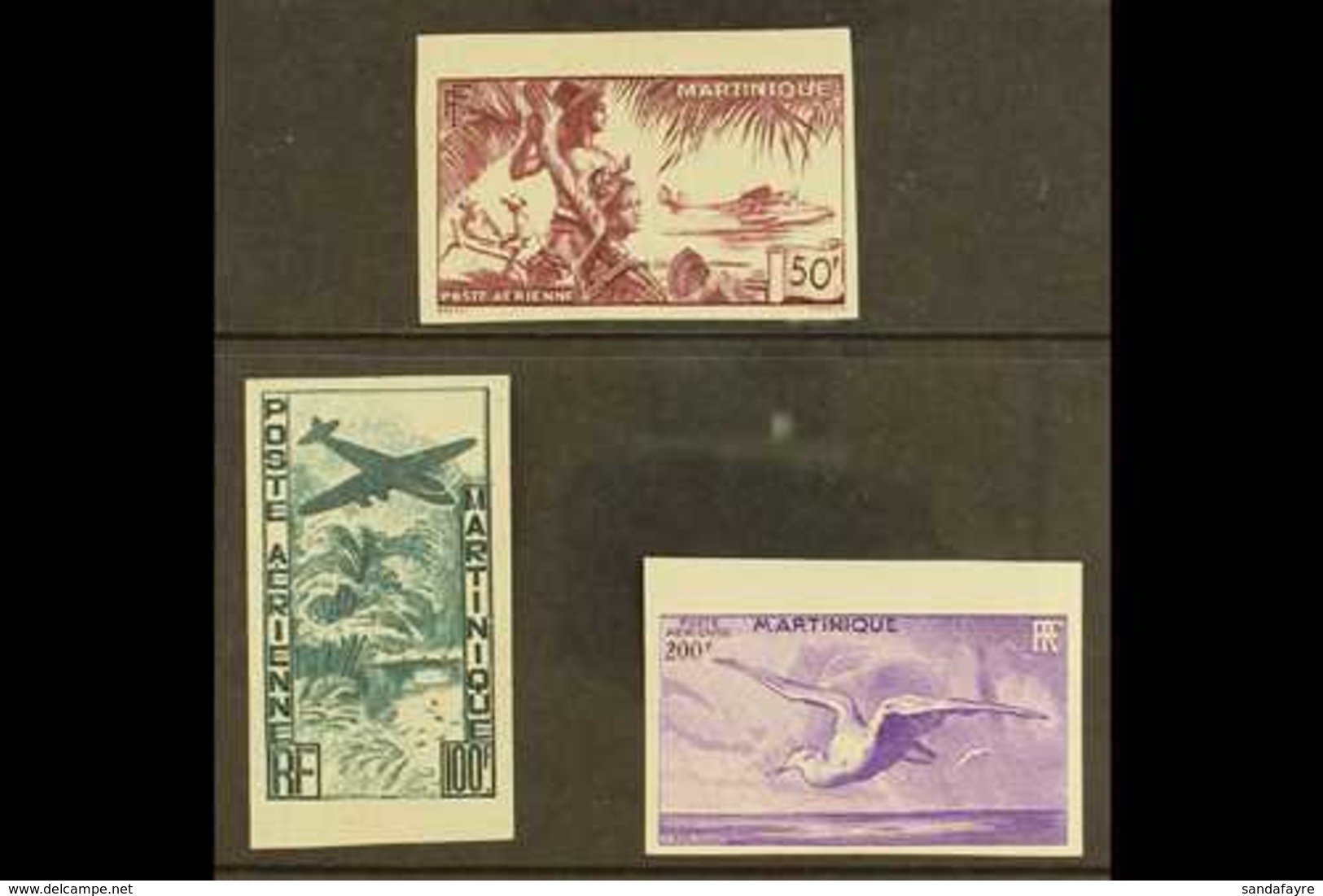 MARTINIQUE 1947 50f, 100f, And 200f Airs Complete Set IMPERF, Yvert 13/15, Very Fine Mint. (3 Stamps) For More Images, P - Autres & Non Classés