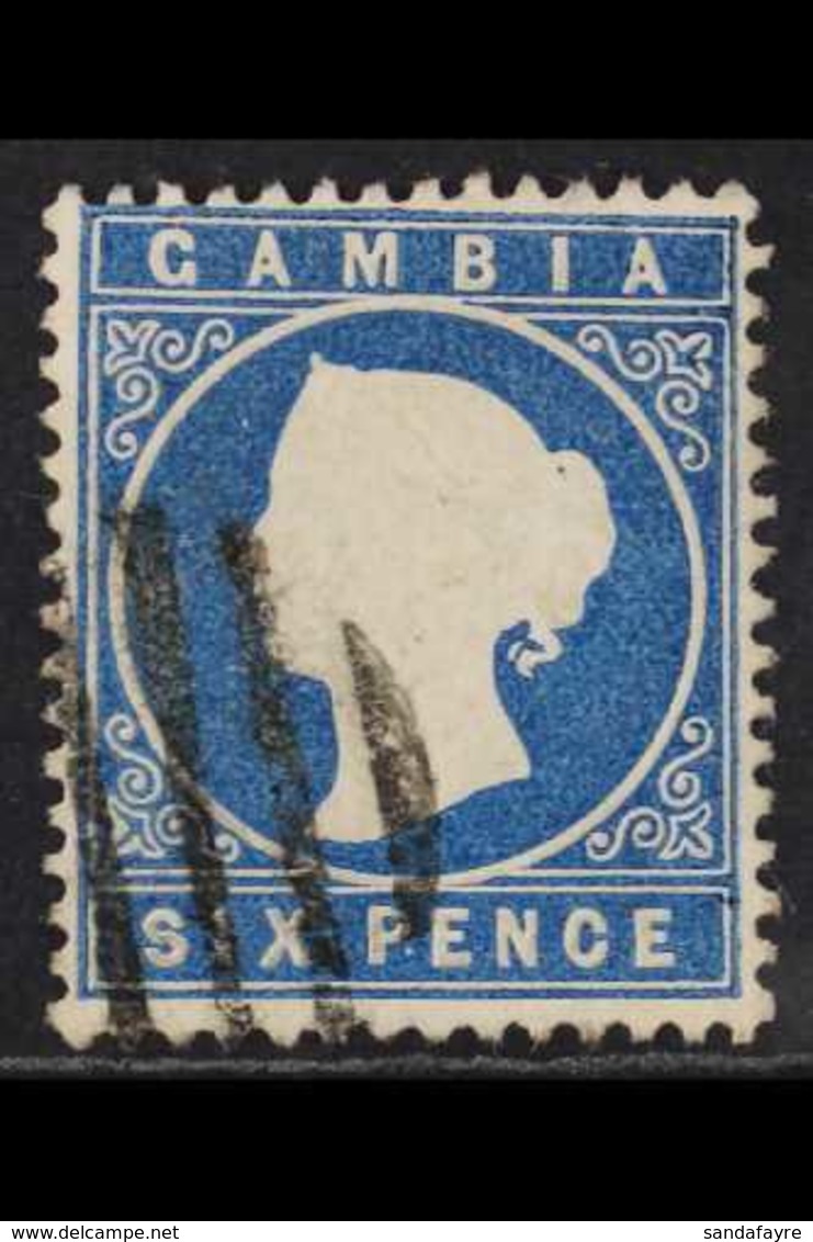 1880-81 6d Blue, CC Wmk Upright, Variety "SLOPING LABEL" SG 18Bc, Fine Used. For More Images, Please Visit Http://www.sa - Gambia (...-1964)