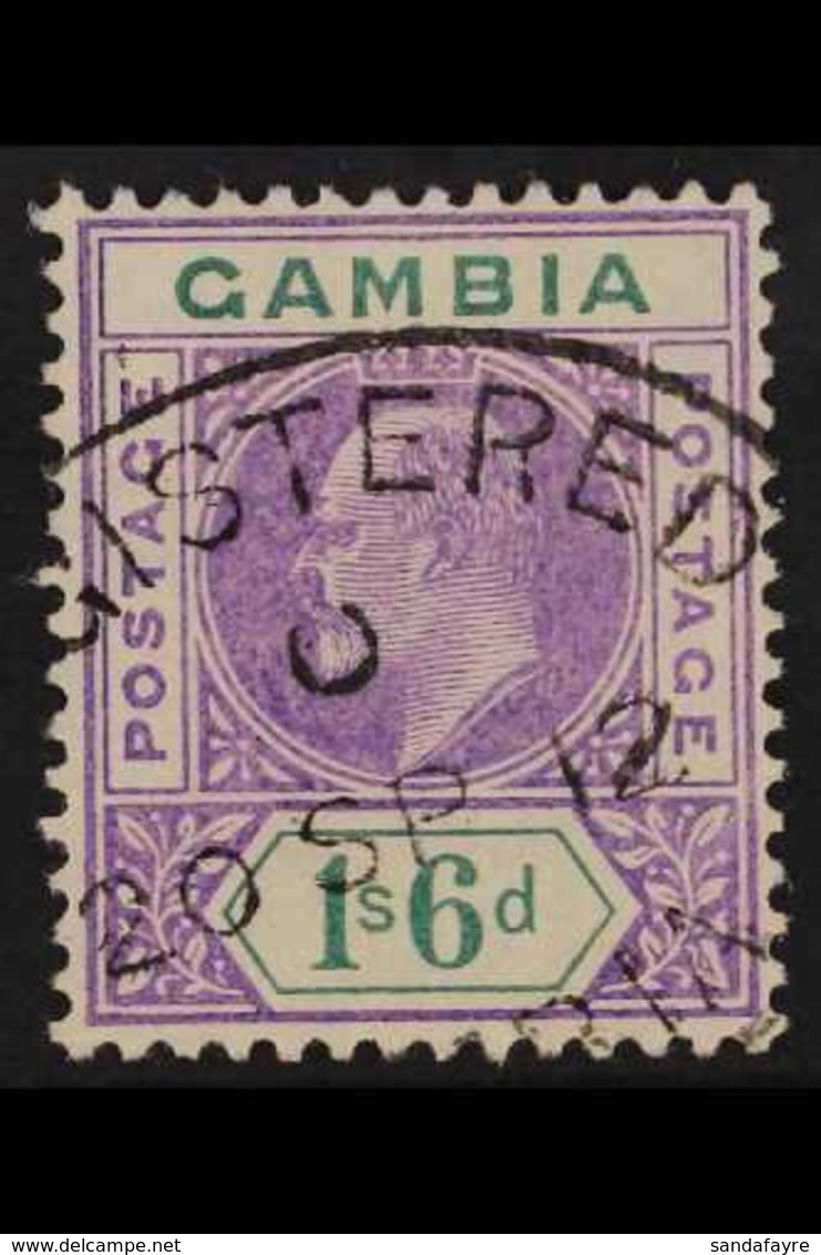 1909 1s 6d Violet And Green, Wmk CA, Ed VII, SG 82, Very Fine Used. For More Images, Please Visit Http://www.sandafayre. - Gambia (...-1964)
