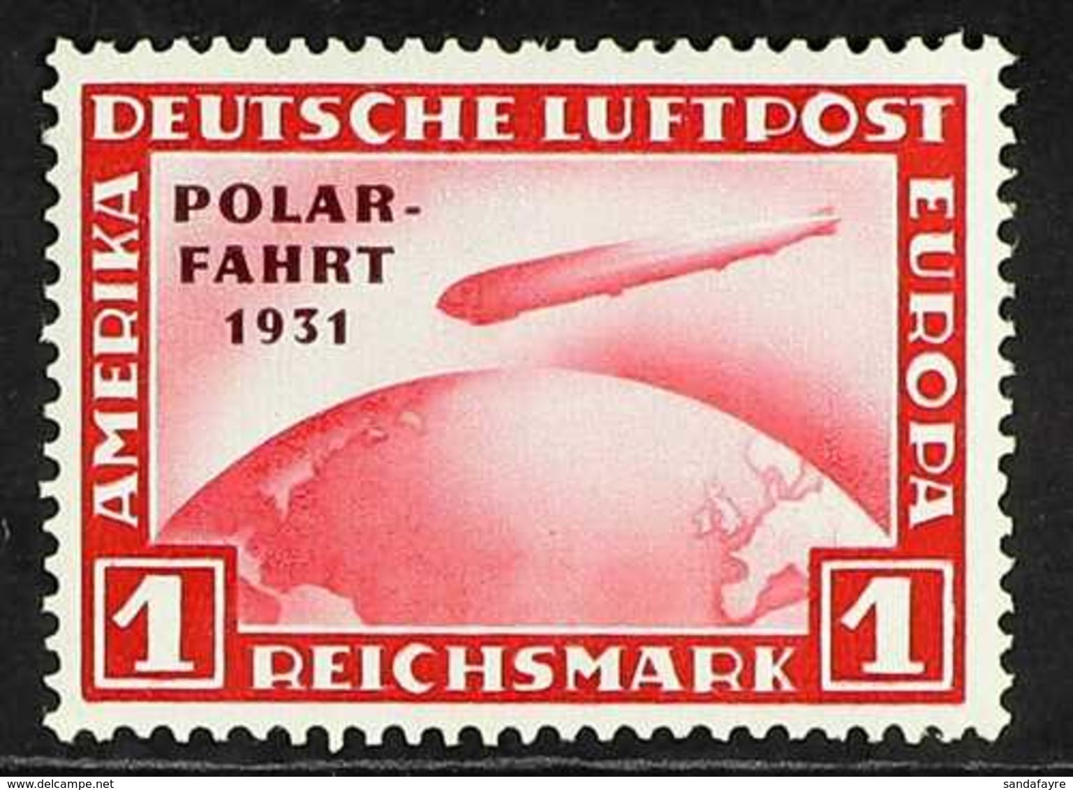 1931 1m Carmine Air Polar Flight Of Graf Zeppelin (Michel 456, SG 469), Never Hinged Mint, Very Fresh. For More Images,  - Autres & Non Classés