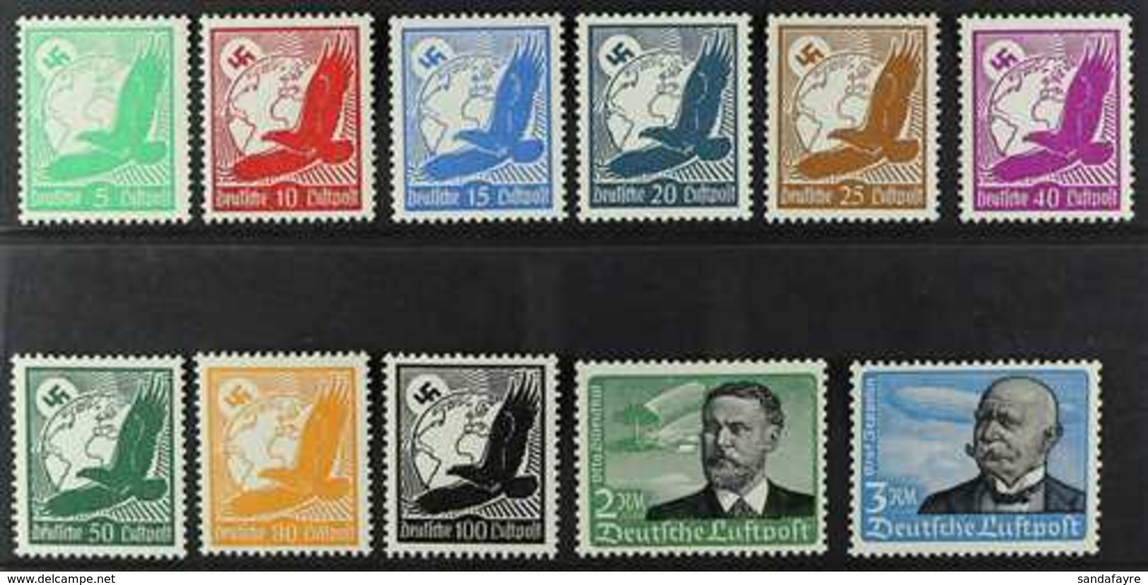 1934 Air Complete Set (Michel 529/39, SG 526/36), Never Hinged Mint, Very Fresh. (11 Stamps) For More Images, Please Vis - Autres & Non Classés