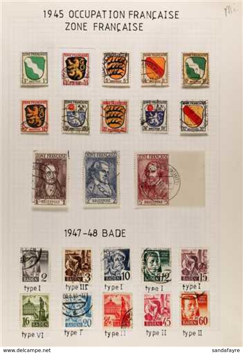 FRENCH ZONE 1945 - 1957 Superb Used Collection Well Written Up On Album Leaves With Many Complete Sets And Better Values - Autres & Non Classés