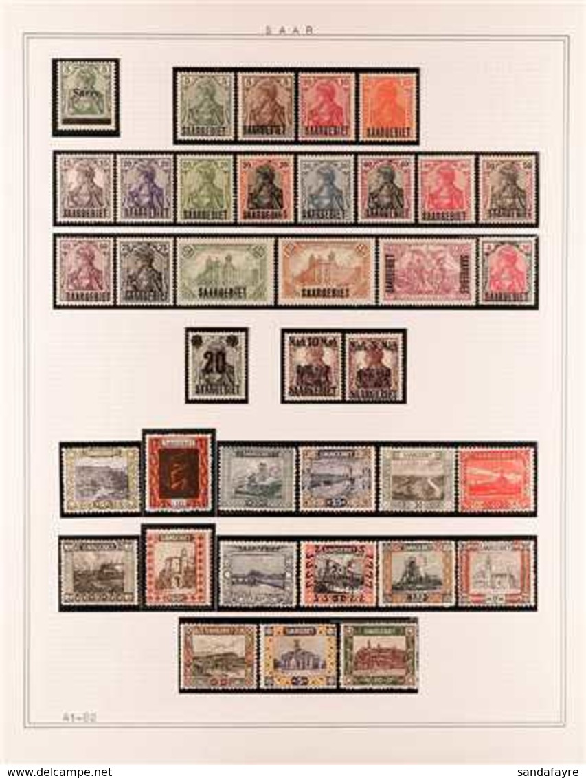 1920-1923 VERY FINE MINT COLLECTION In Hingeless Mounts On Leaves, ALL DIFFERENT, Includes 1920 "Saargebiet" Opts Set, P - Altri & Non Classificati