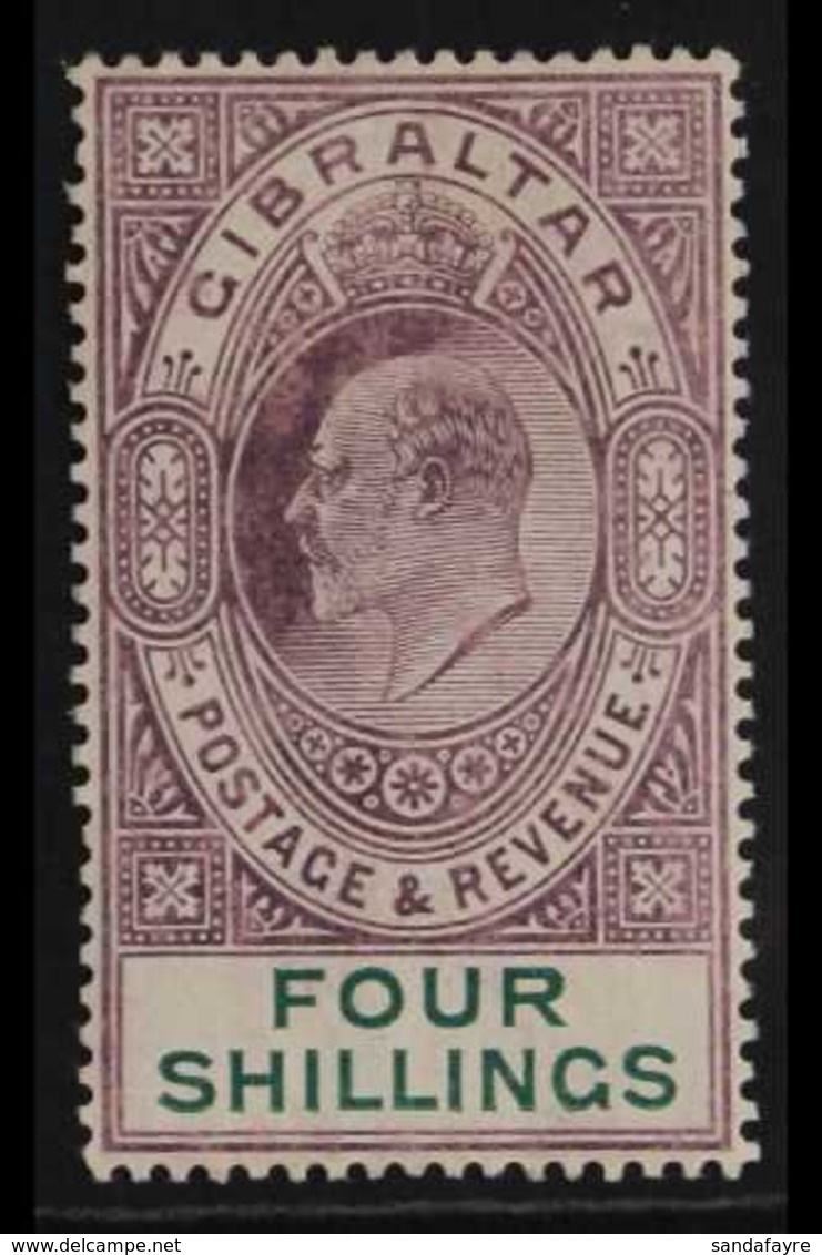 1904 4s Deep Purple And Green, Wmk MCA, Ed VII, SG 63, Very Fine Mint. For More Images, Please Visit Http://www.sandafay - Gibraltar