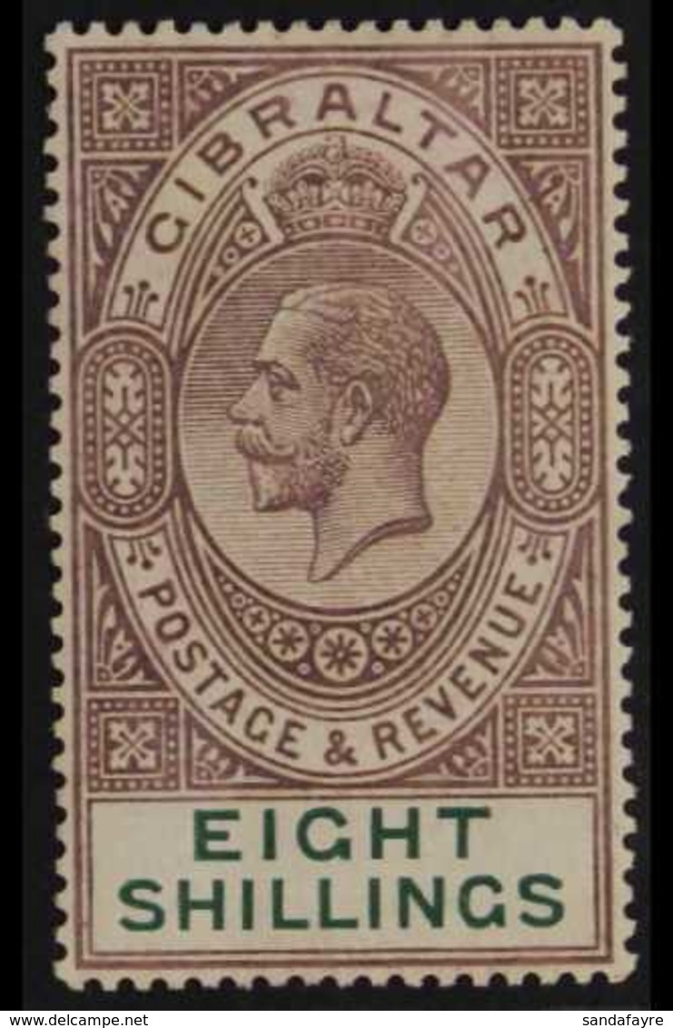 1921 8s Dull Purple And Green, Wmk Script, Geo V, SG 101, Superb Mint. Lovely Stamp With Perfect Delicate Colour. For Mo - Gibraltar
