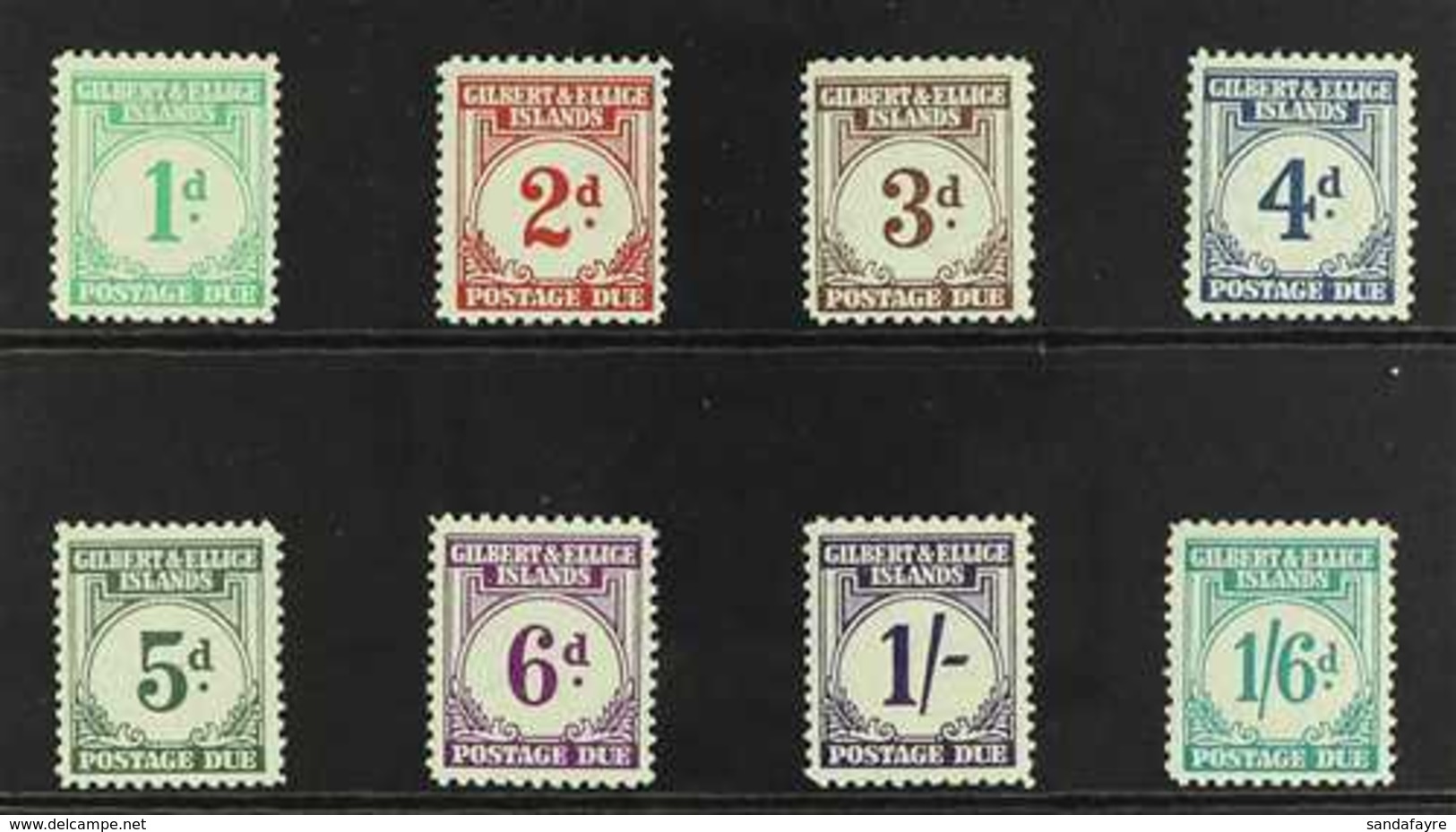 POSTAGE DUE 1940 Complete Set, SG D1/D8, Very Fine Mint (8 Stamps) For More Images, Please Visit Http://www.sandafayre.c - Îles Gilbert Et Ellice (...-1979)