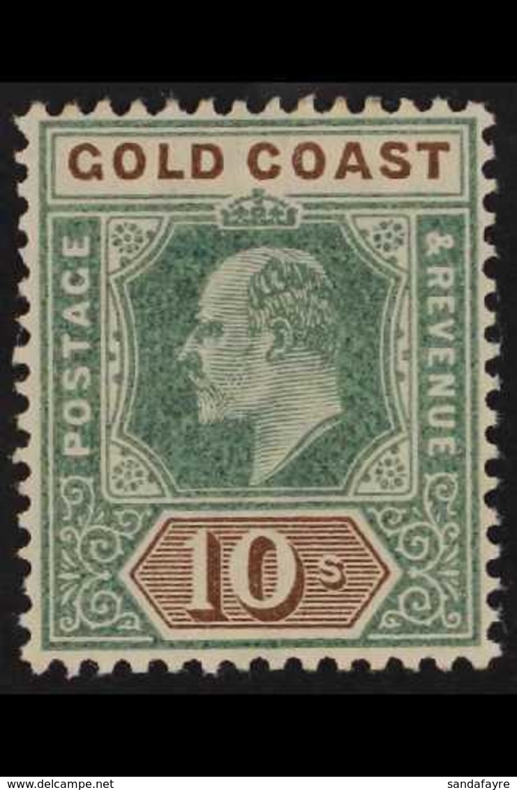 1902 10s Green And Brown, Wmk CA, Ed VII, Very Fine Mint. For More Images, Please Visit Http://www.sandafayre.com/itemde - Côte D'Or (...-1957)