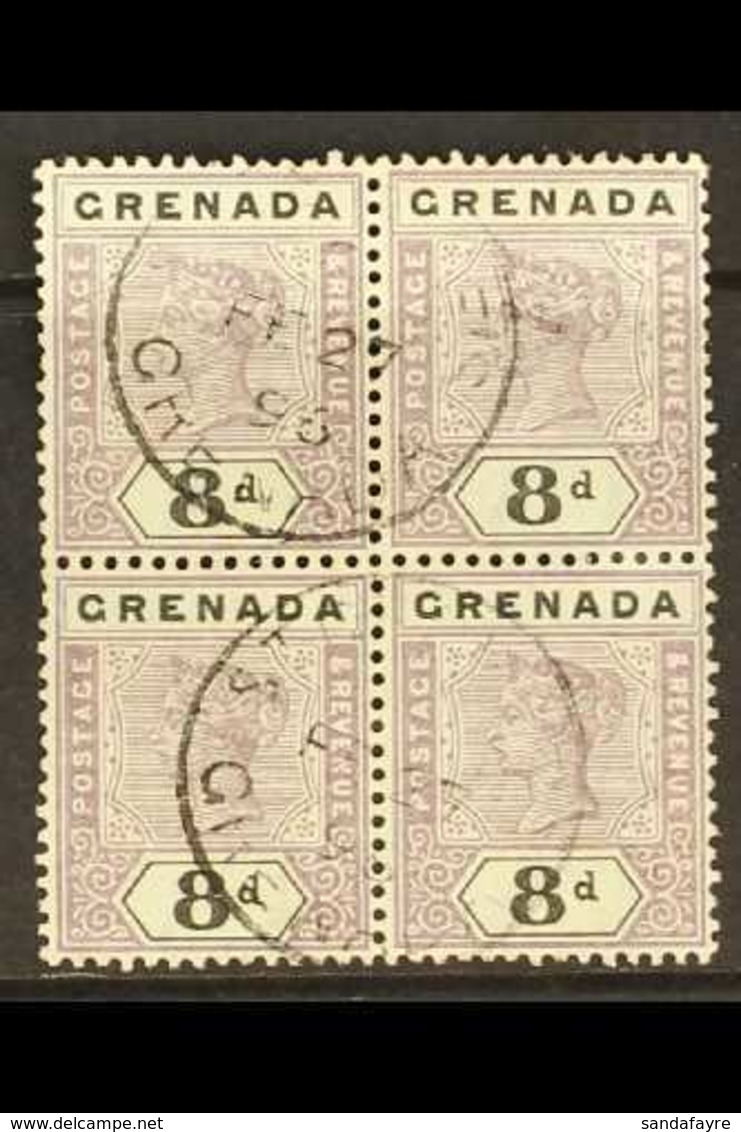 1895-99 8d Mauve And Black Key Plate, SG 54, Block Of Four With Neat St Georges 1896 Cds's, Scarce Multiple Of This Valu - Grenade (...-1974)