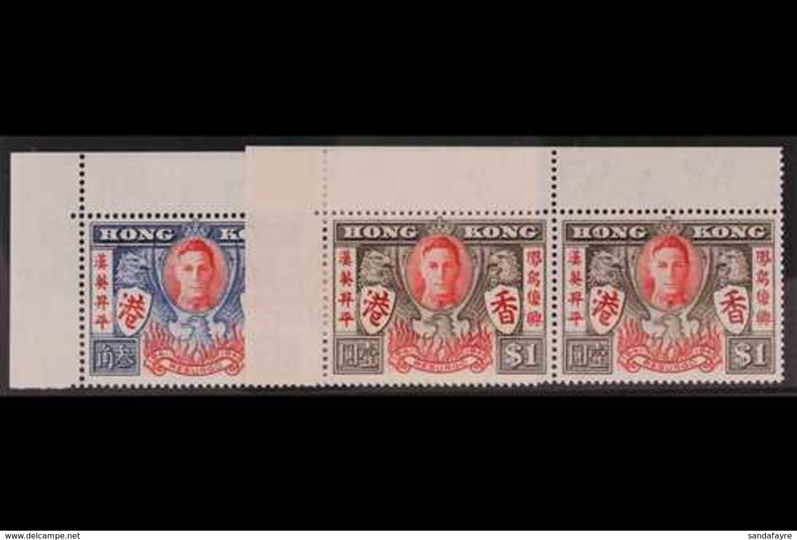 1946 Victory Issue In Top Left Corner Pairs, One Of Each Value Showing The Variety "Extra Stroke", SG 169a/170a, Very Fi - Altri & Non Classificati