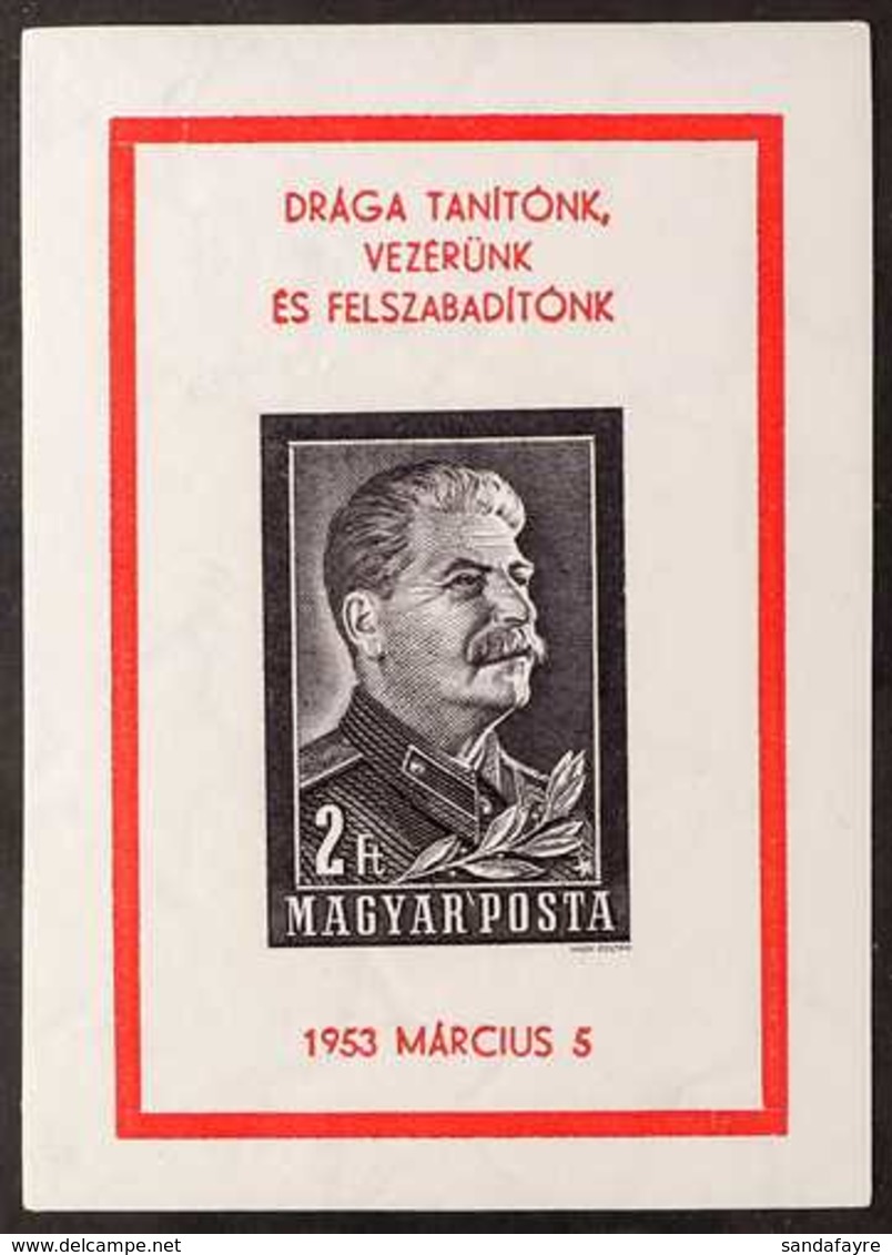 1953 Death Of Stalin 2Ft Miniature Sheet, Scott 1035, IMPERF, Never Hinged Mint. For More Images, Please Visit Http://ww - Autres & Non Classés
