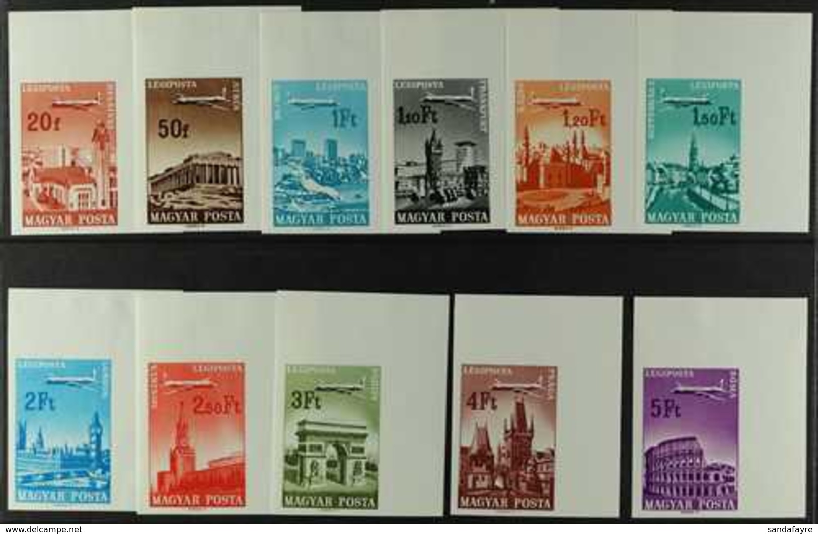 1966 AIR "Plane Over Cities" Complete Set IMPERF, Michel 2280B/90B, Never Hinged Mint Upper Right Corner Marginal Exampl - Autres & Non Classés