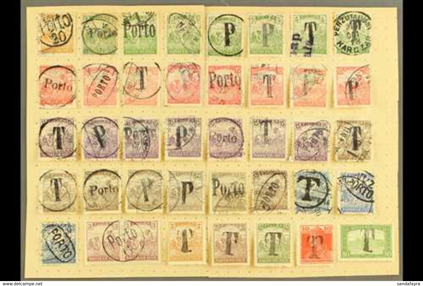 LOCAL PROVISIONAL POSTAGE DUES 1918-1919 Interesting Group Of Various Mostly Used "P", "T" & "Porto" Handstamps On Two S - Autres & Non Classés