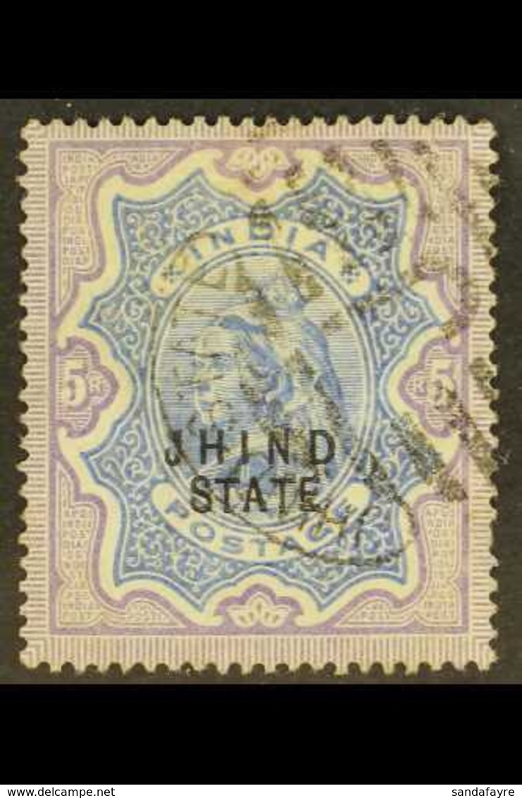 JIND 1886-99 5r Ultramarine And Violet, SG 35, Very Fine Used, One Short Perf At Right. For More Images, Please Visit Ht - Autres & Non Classés