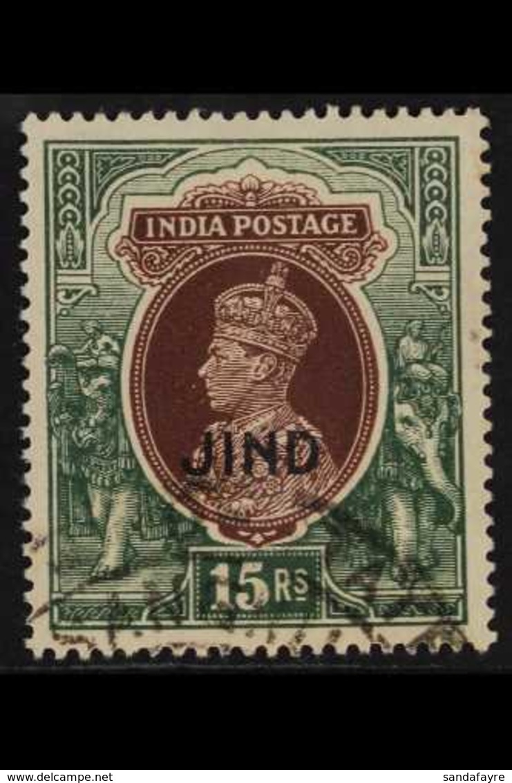 JIND 1941 - 3 15r Brown And Green, Geo VI, SG 135, Very Fine Used With Correct Hooded Cancel. For More Images, Please Vi - Autres & Non Classés