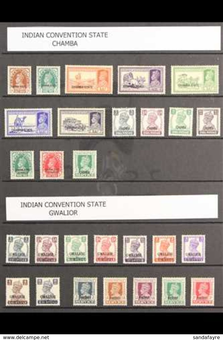 KGVI ALL DIFFERENT MINT Collection On Stockleaves. With CHAMBA Including 1938 Range To 8a, Plus Official 1938 9p And 1a  - Autres & Non Classés