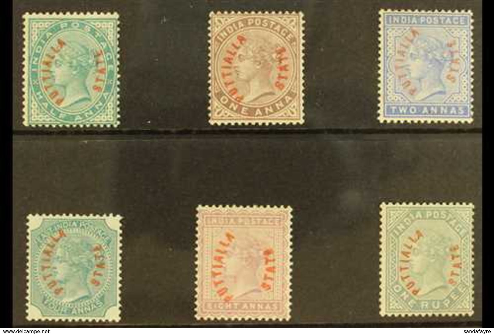 PATIALA 1884 QV Definitive Set Opt'd In Red, SG 1/6, MINT, The 1a With Tiny Thin, Seldom Seen Set (6 Stamps) For More Im - Autres & Non Classés