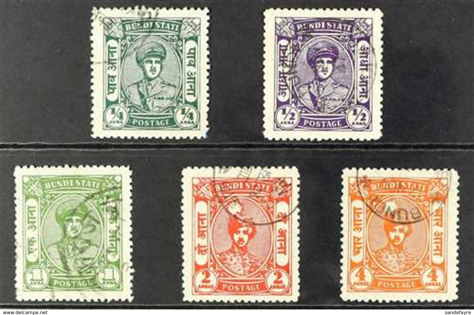 BUNDI 1947 Maharao Raja Bahadur Singh Set, SG 86/90, Fine Cds Used (5 Stamps) For More Images, Please Visit Http://www.s - Altri & Non Classificati