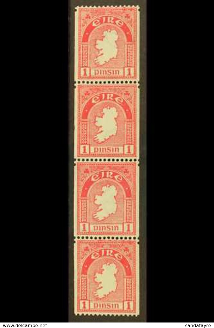 1933 COIL STAMP 1d Carmine, Perf 15 X Imperf (single Perf), Strip Of Four Fine Mint, Two Are Never Hinged, Well Centered - Altri & Non Classificati