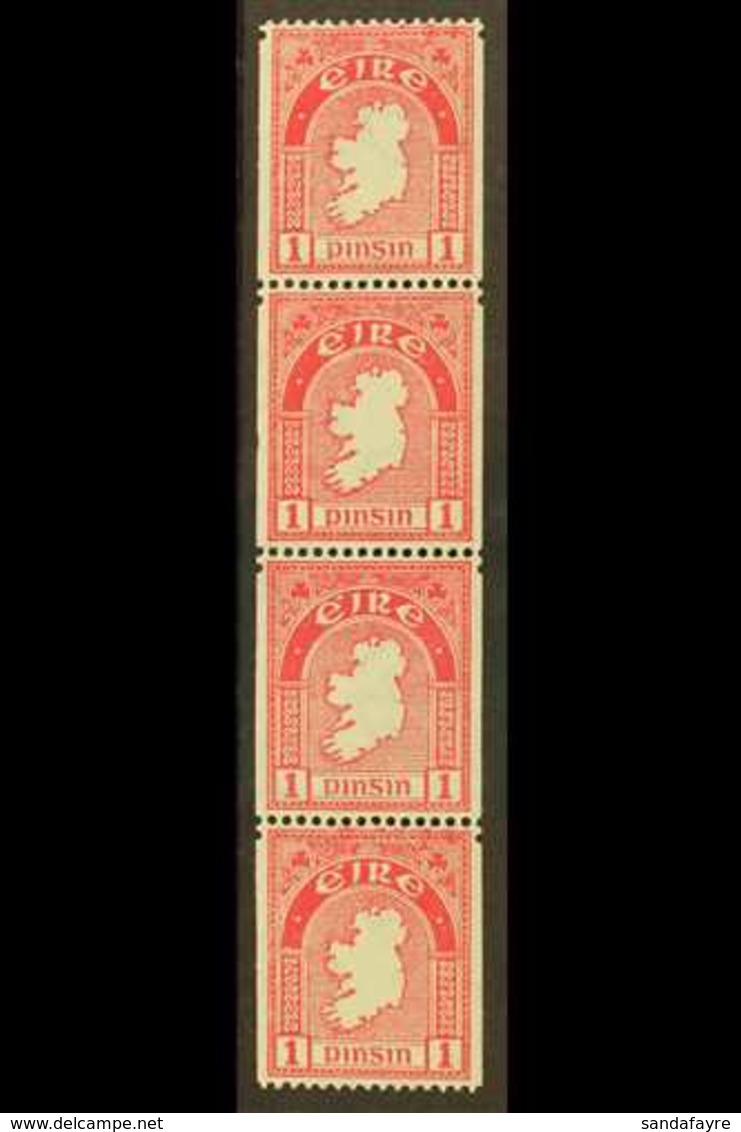 1933 COIL STAMP 1d Carmine, Perf 15 X Imperf (single Perf), Strip Of Four Fine Mint, Two Are Never Hinged, Well Centered - Autres & Non Classés