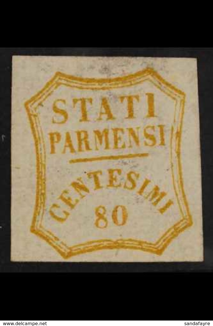 PARMA -  PROVISIONAL GOVERNMENT 1859 80c Olive Bistre, WIDE "0" In "80" VARIETY, Sassone 18e, Fine Mint, Shallow Hinge T - Non Classés