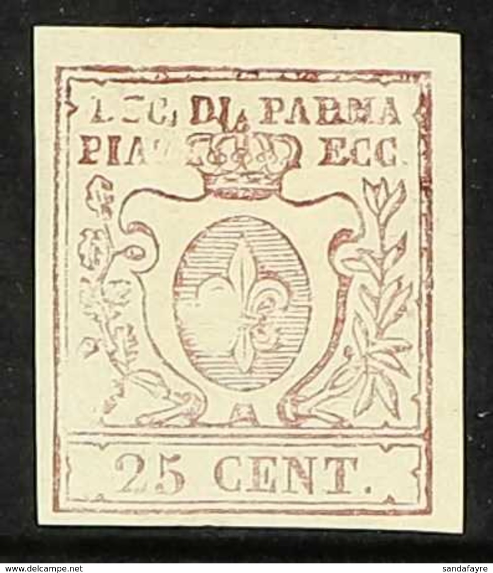 PARMA 1857-59 25c Brown-lilac (Sassone 10, SG 18), Fine Mint, Large Part Og, Four Good To Large Margins, Showing Several - Non Classés