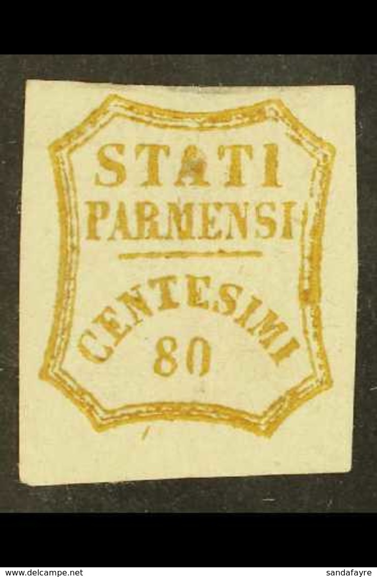 PARMA 1859 Provisional 80c Olive Bistre, Sass 18, Mint With Part Original Gum, Tiny Grease Thin Under "A" Of Stati At To - Non Classés