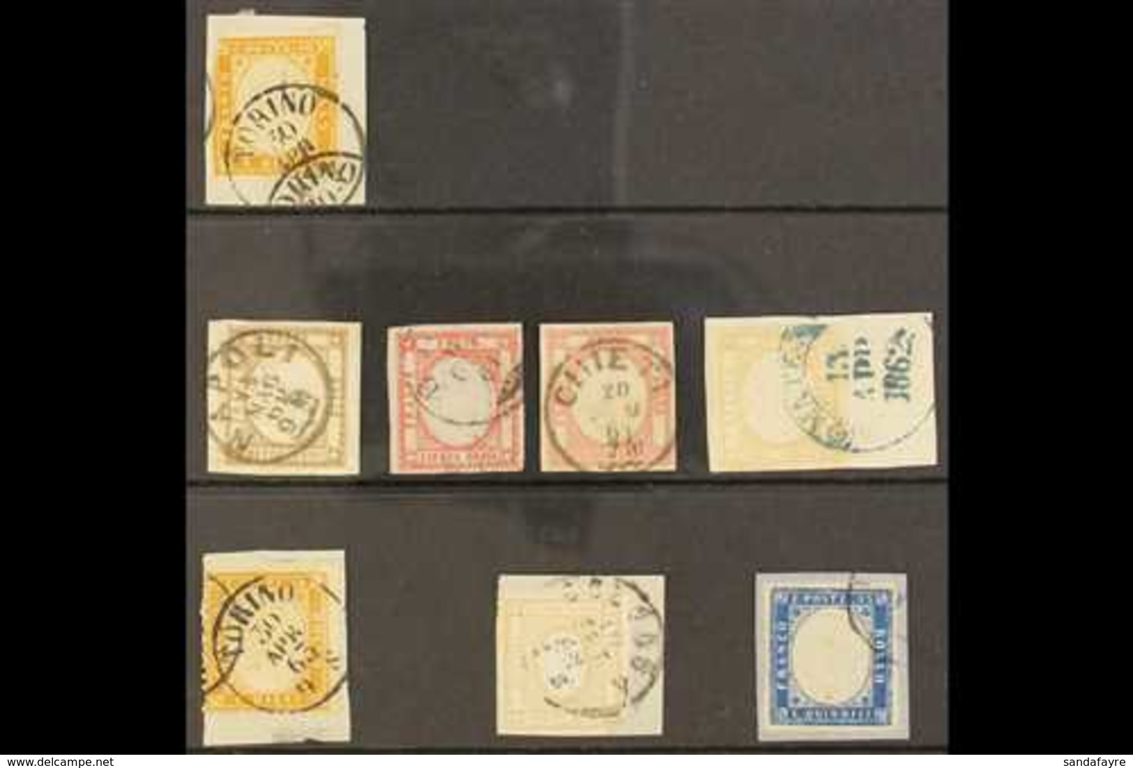 1861-1863 FINE USED CLASSICS GROUP On A Stock Card, Includes Sardinia 1861-63 10c On Piece (3 Margins), Neapolitan Provi - Non Classés