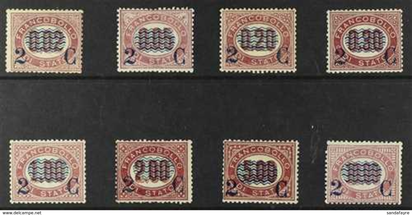 1878 Official Stamps Surcharged 2c In Blue - The Complete Set (Sass S. 3, Scott 37/44, SG 23/30), Fine Mint, The 2c On 1 - Unclassified
