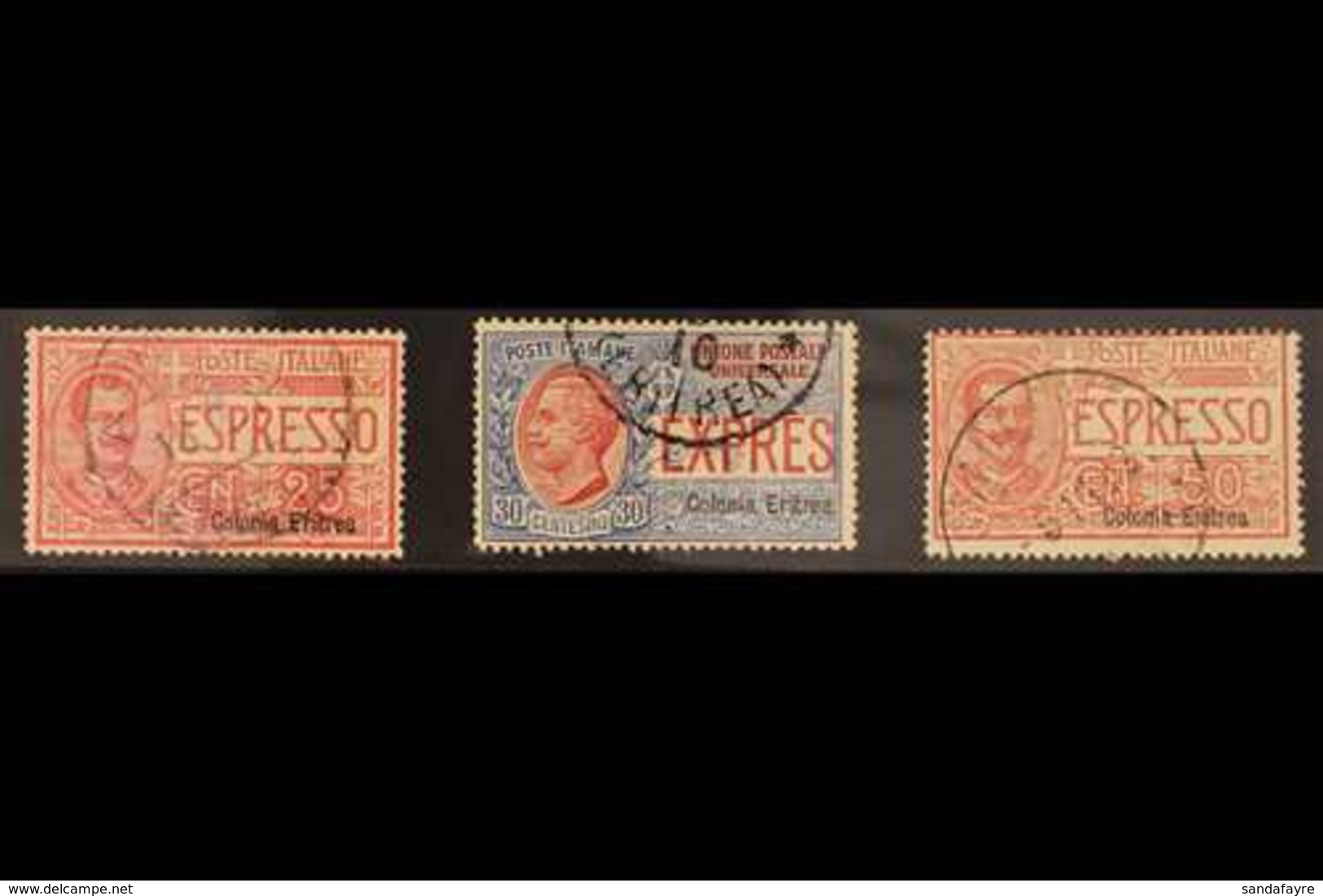 ERITREA EXPRESS 1907-21 Set (Sass S. 50, SG E31, E34 & E53), Fine Used. (3 Stamps) For More Images, Please Visit Http:// - Autres & Non Classés