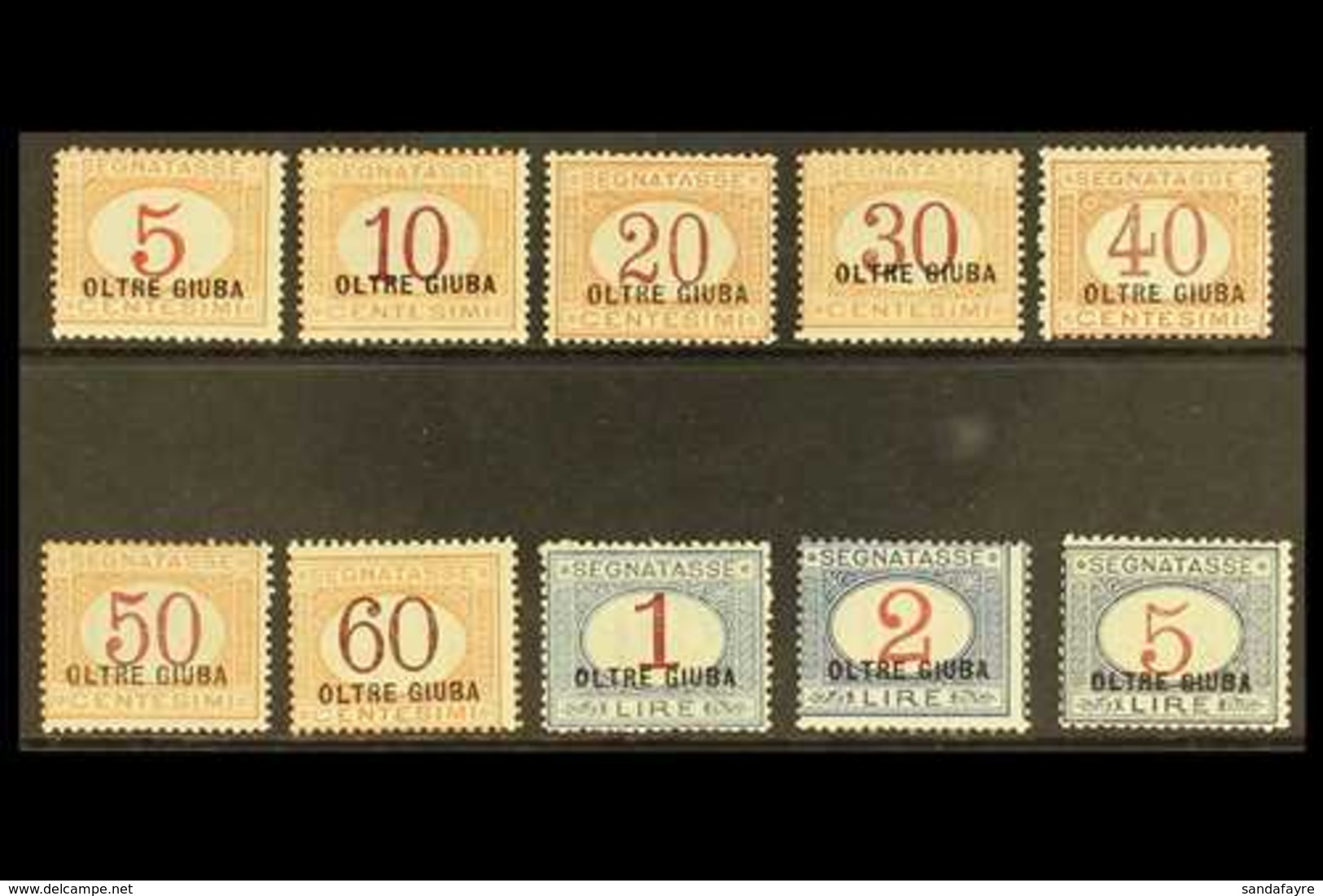 JUBALAND POSTAGE DUES 1925 "OLTRE GIUBA" Overprints Complete Set (Sassone 1/10, SG D29/38), Never Hinged Mint, Very Fres - Altri & Non Classificati