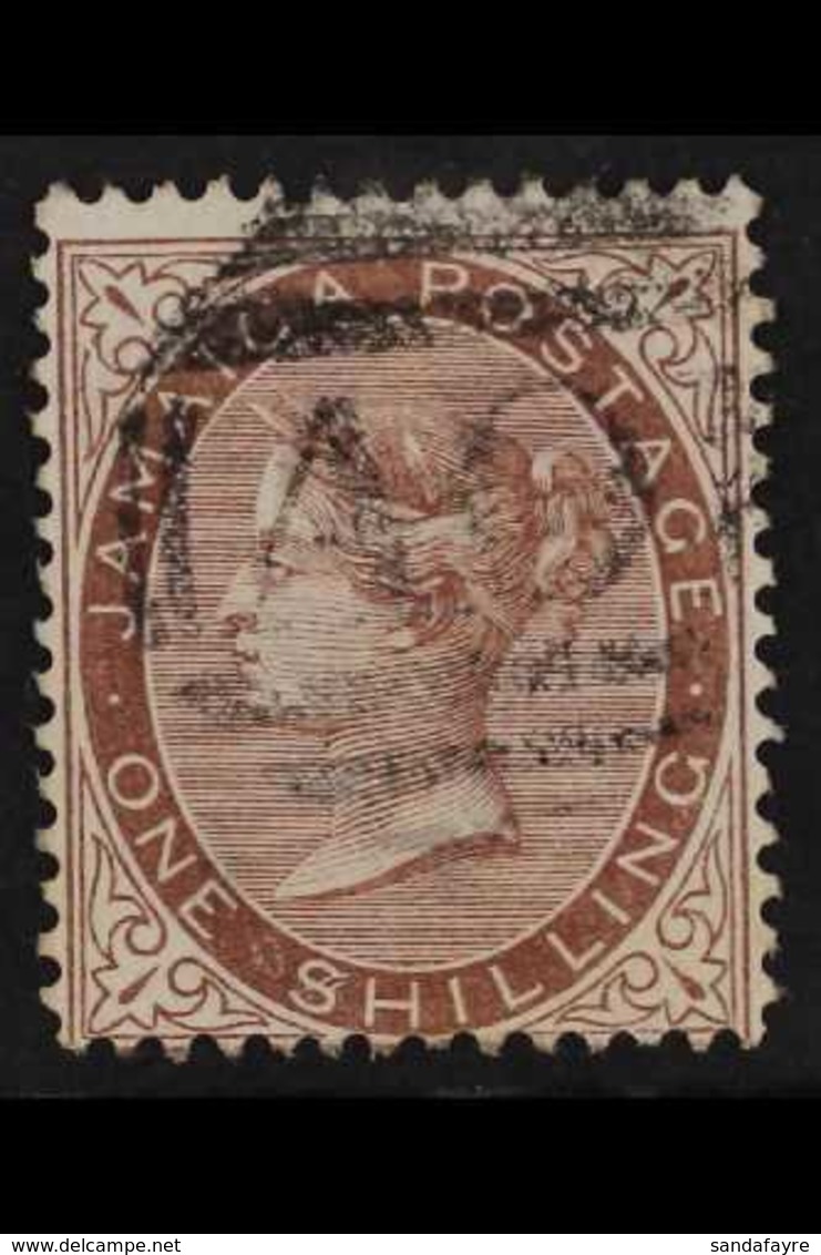 1873 1s Dull Brown With '$' FOR 'S' IN 'SHILLING' Variety, SG 13, Fine Used, Fresh & Scarce. For More Images, Please Vis - Jamaïque (...-1961)