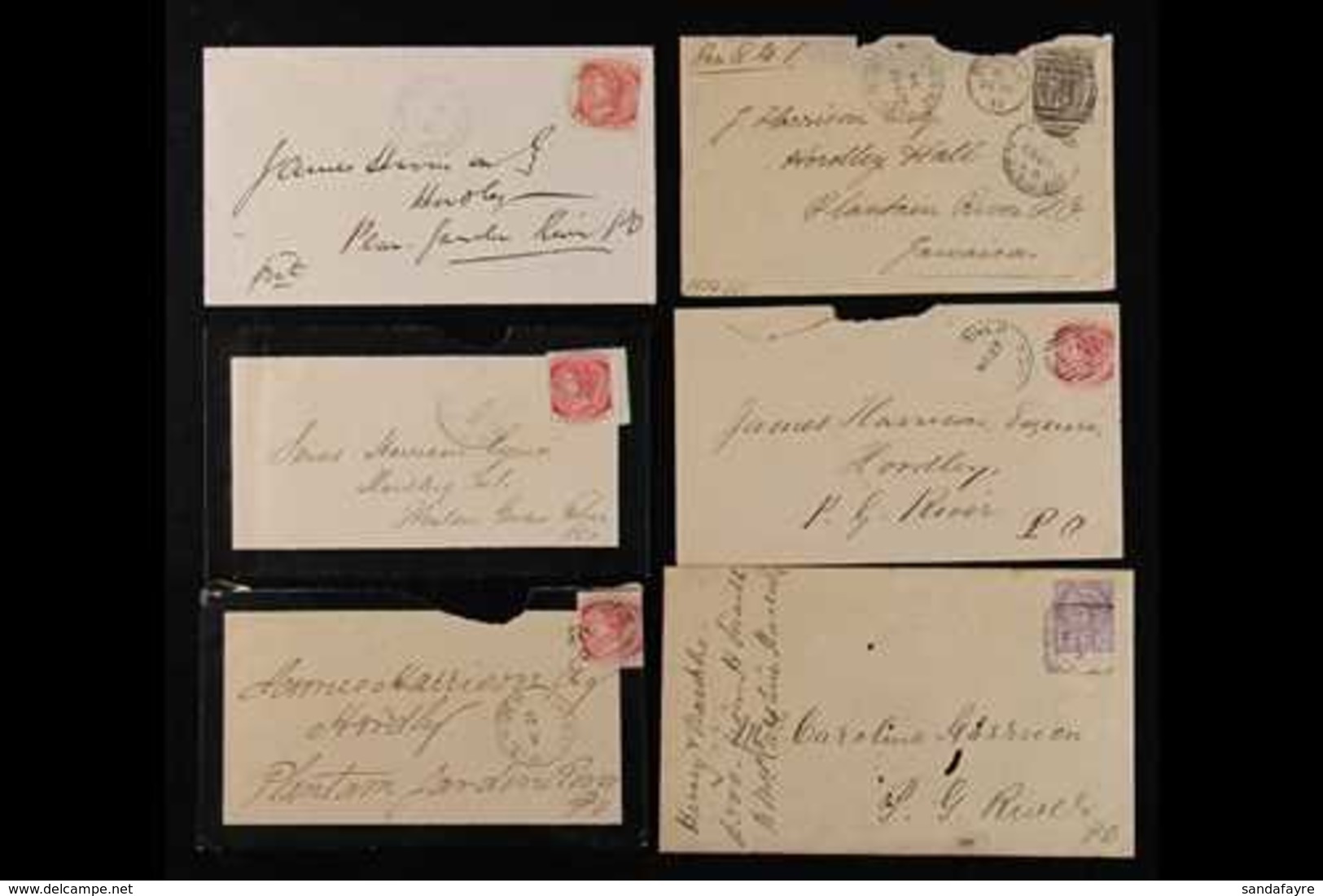 1877-1892 Six Covers Addressed To The Harrison Family, Hordley, Plantain Garden River, Includes Five Covers With Jamaica - Giamaica (...-1961)