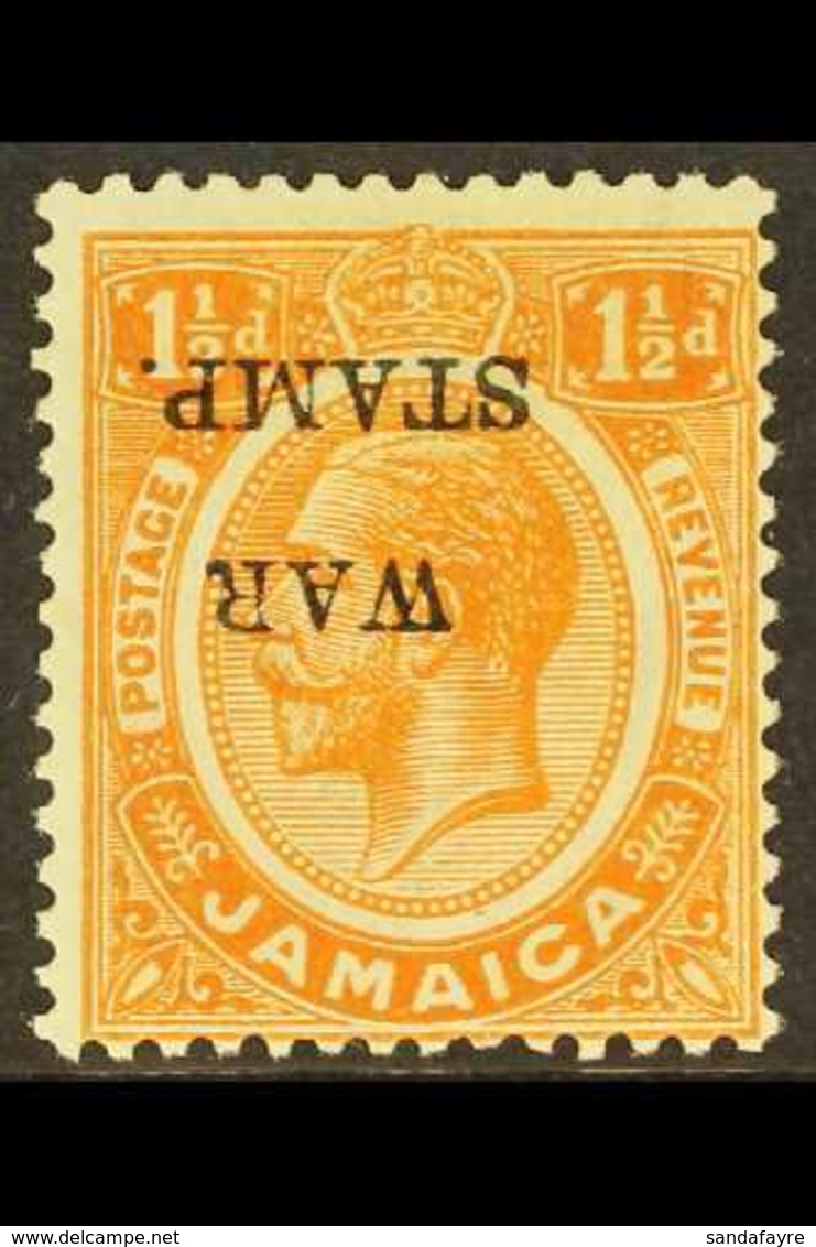 1917 1½d Orange War Stamp With OVERPRINT INVERTED Variety, SG 74d, Very Fine Mint. For More Images, Please Visit Http:// - Jamaïque (...-1961)